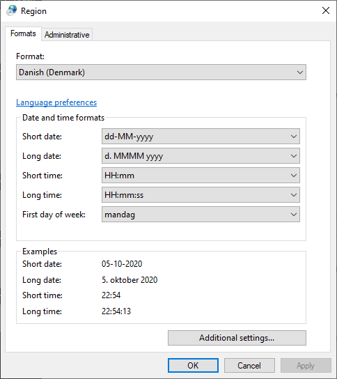 locale settings 1