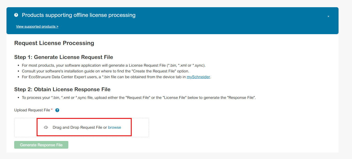 upload license file