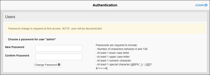 Authentication screen
