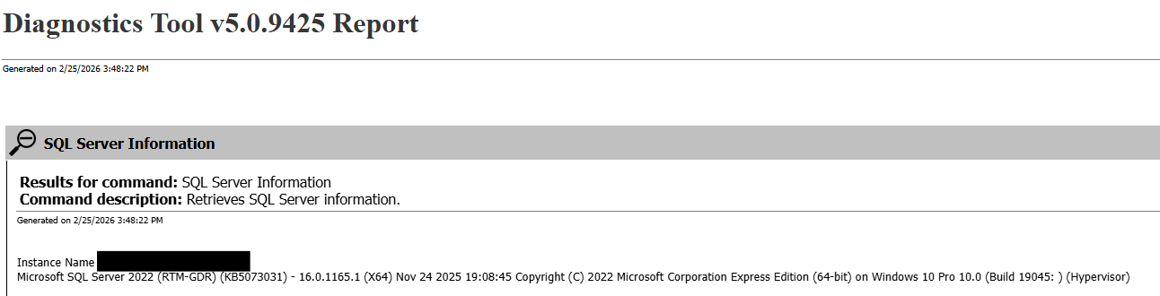 Diagnostic Tool Report