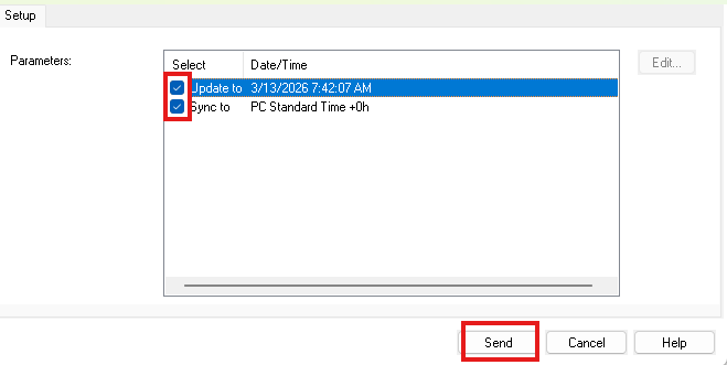 clock settings for the meter