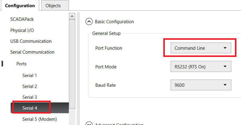 Serial COM port 4 Command Line