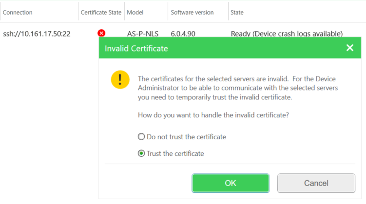 Habilitando a comunicação no Automation Server (certificado HTTPS inválido)