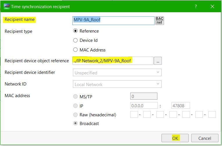 Time Sync Recipients