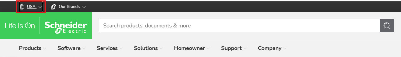 The following image shows where to find the country selection