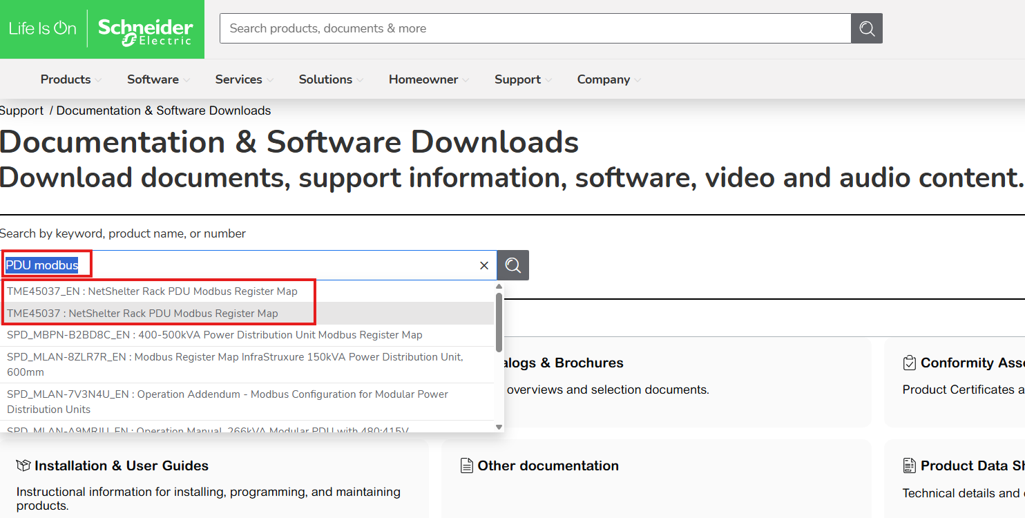 The following image shows all docs for APC NMC based PDU's 