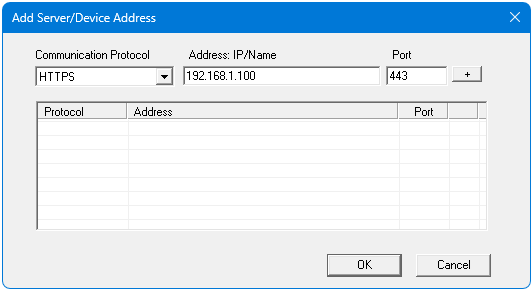 Ventana emergente tras pulsar [Añadir] para introducir la Dirección IP del PLC físico al que desea conectarse