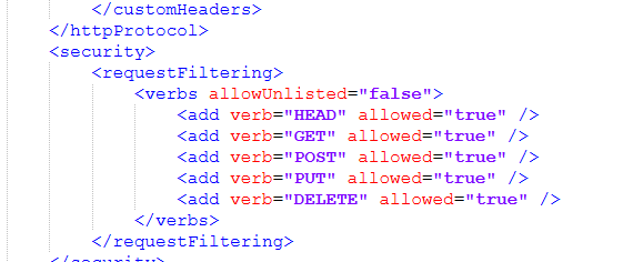 Request filtering verbs