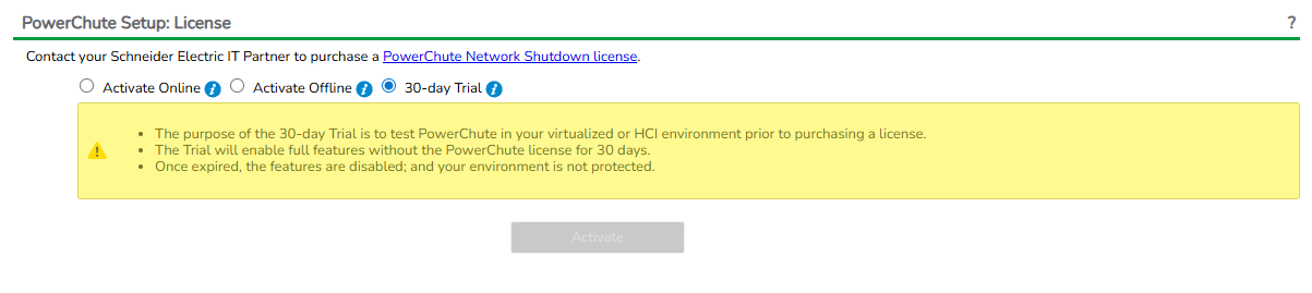 Trial license activation
