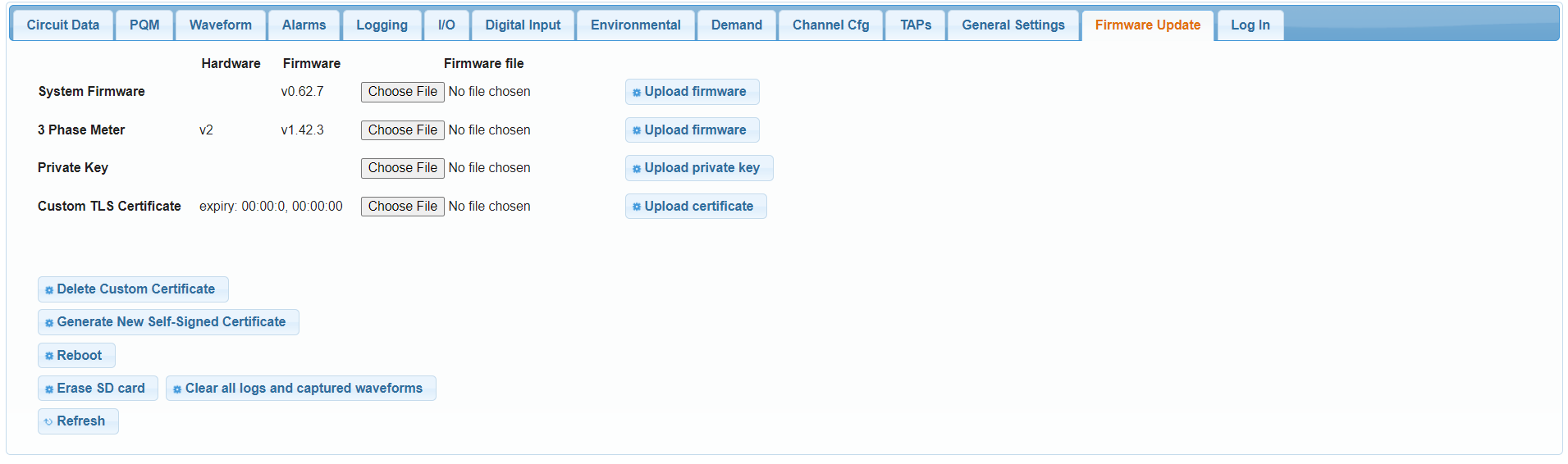 Web interface firmware upgrade