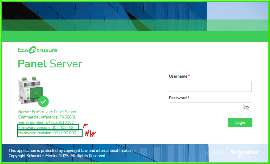 Login page