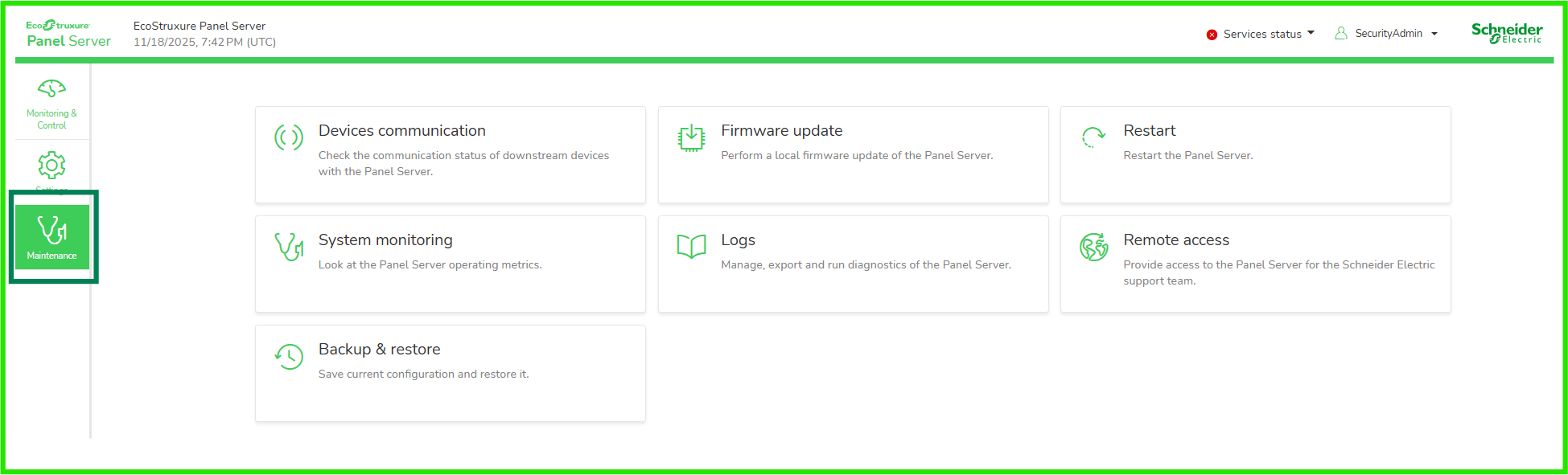 Maintenance page