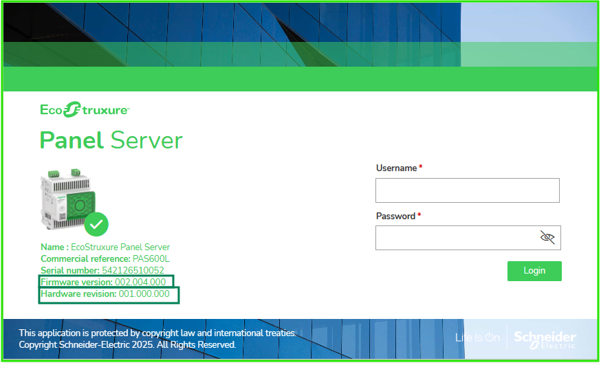 Login page with new firmware