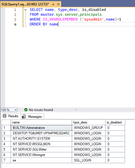 ssms sysadmin example