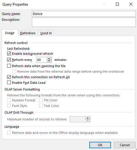 query properties