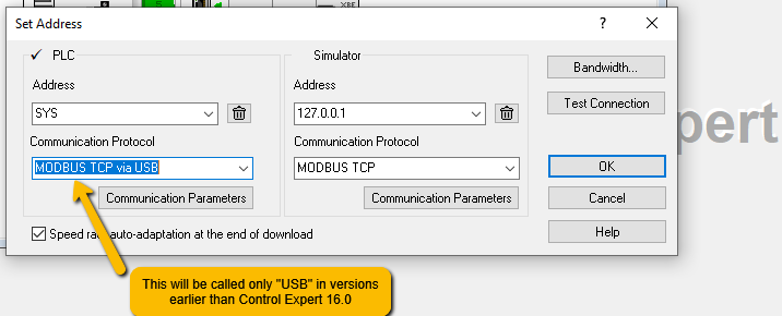 USB connection