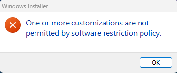 SoMove 2.11 pop error about another customization not permitted.