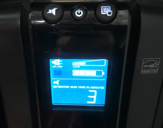 LCD display showing ONLINE status. The screen indicates the test has completed, and passed it self-test.