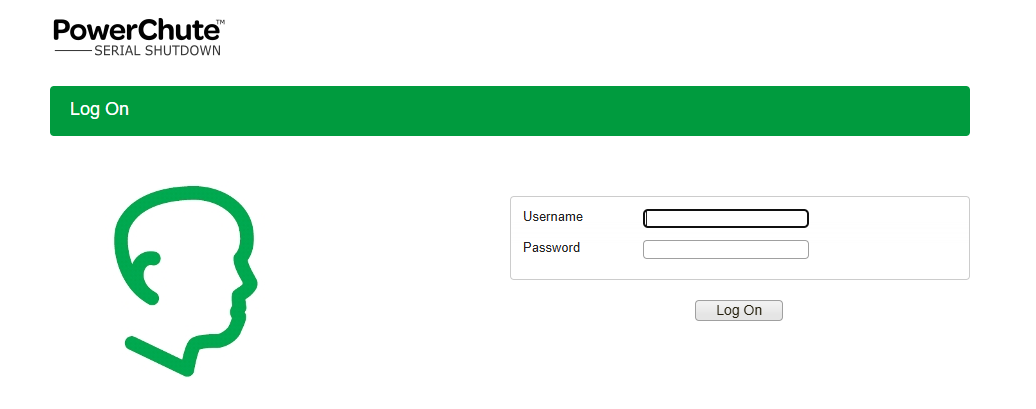 PowerChute Serial Shutdown (PCSS) Login Screen
