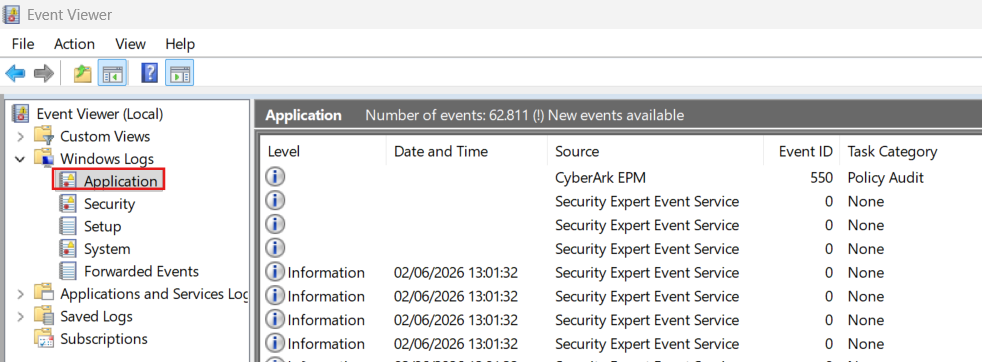 Event Viewer -> windows Logs -> Application