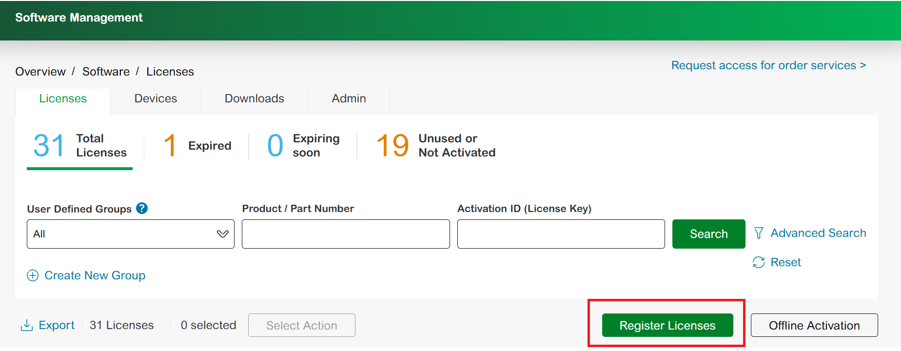 Registering a license