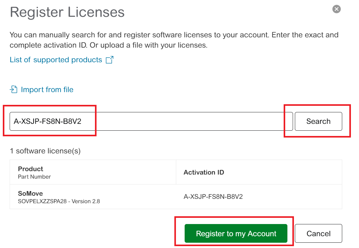 Inserting the said Activation ID that you'd like to register
