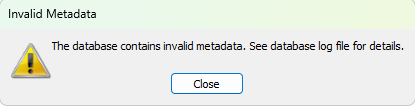Invalid metadata error